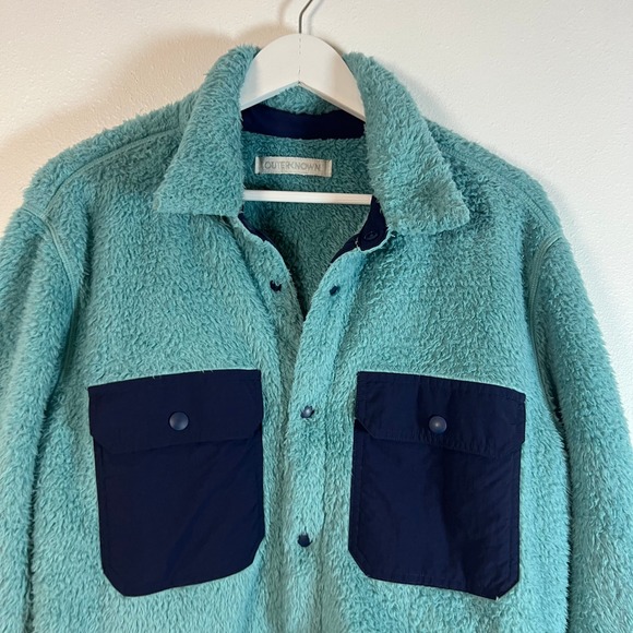Outerknown Men's Standard Skyline Sherpa Fleece Shirt Jacket Size M Button Front - Picture 3 of 13